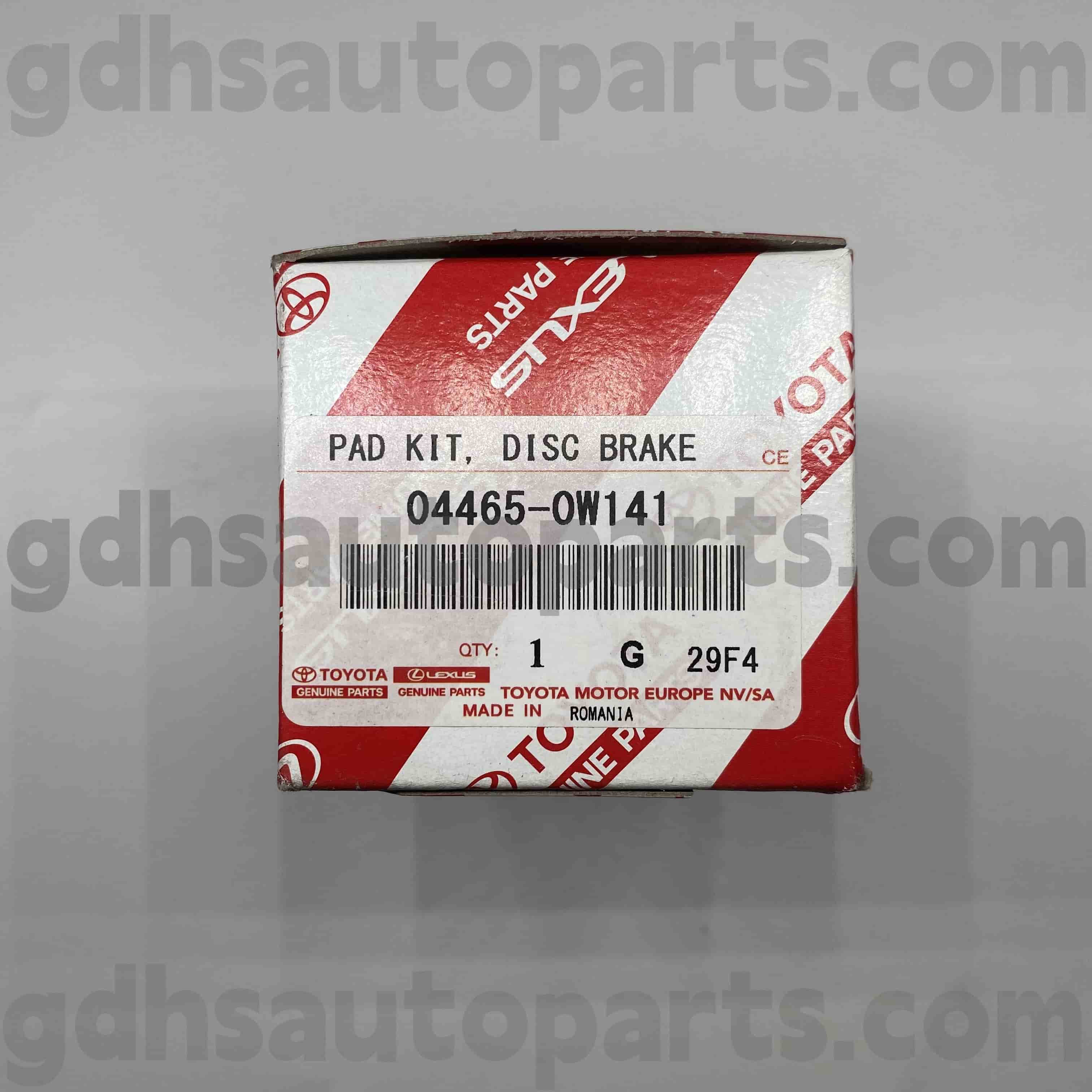04465-0W141 Toyota Origine Parts Přední brzdové podložky pro Prius, Lexus CT200H podvozek č. Zvw30..eur