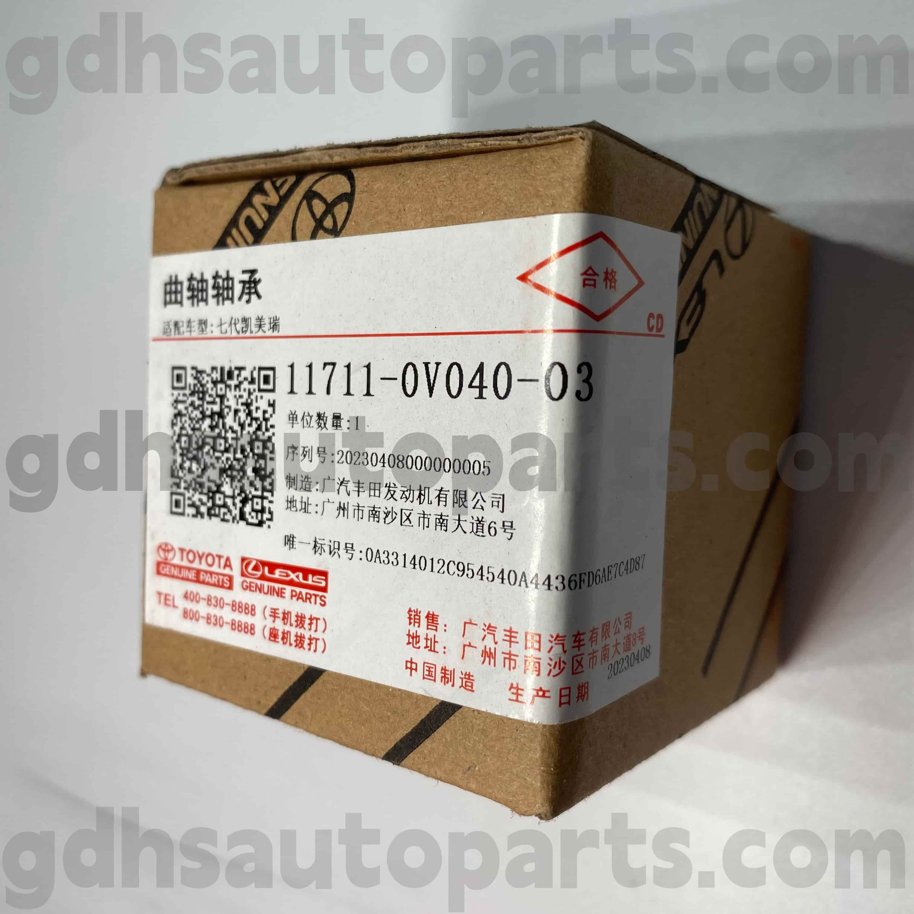 11711-0V040-03 Originální díly Toyota Ložisko klikového hřídele pro CAMRY/HYBRID, RAV4 Podvozek NO.5ARFE..ASA44