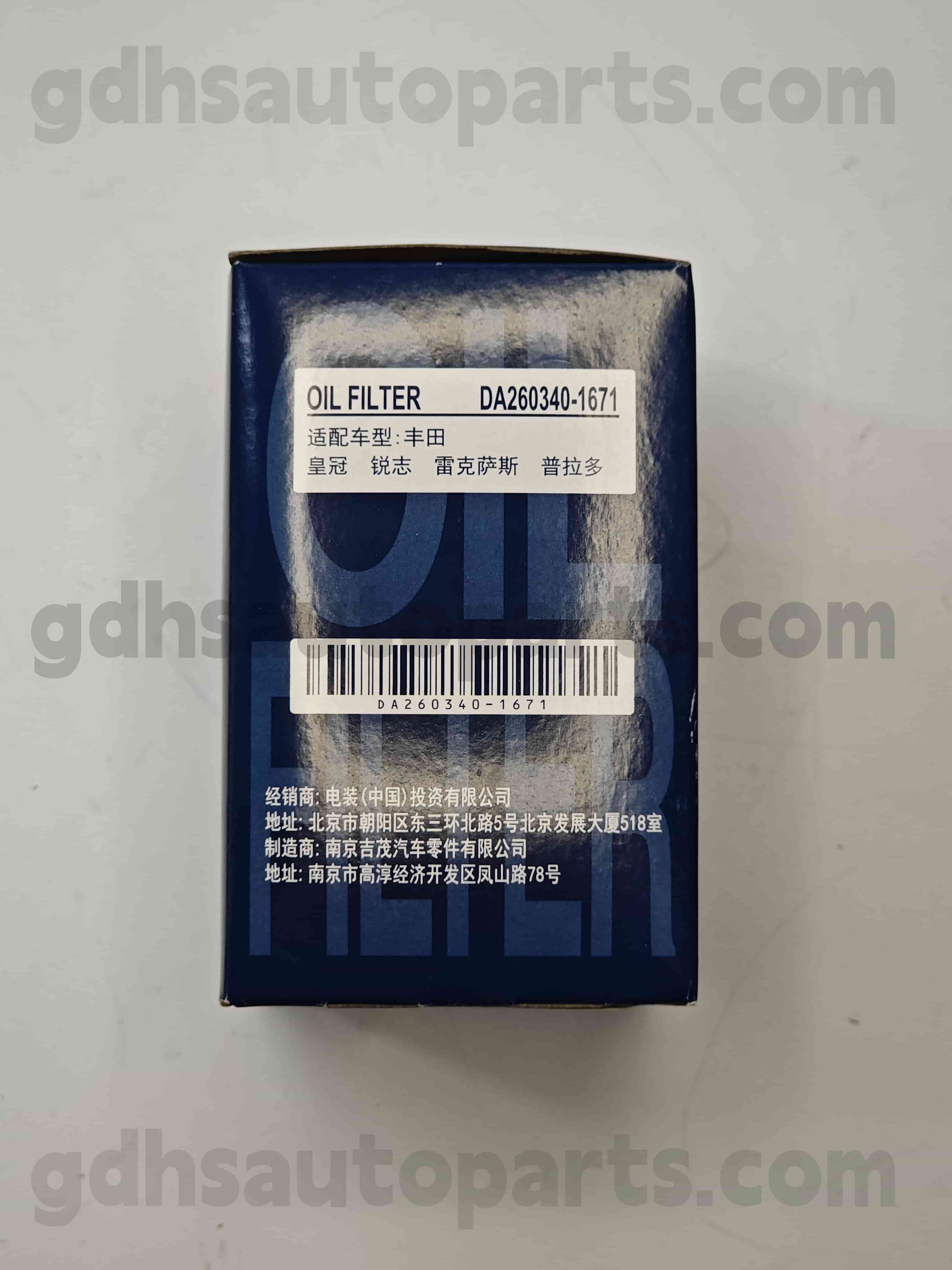 DA260340-1671 Toyota Origine Parts Oil Filter Chassis č. Grx122 grs182 oe ne. 04152-yzzd5